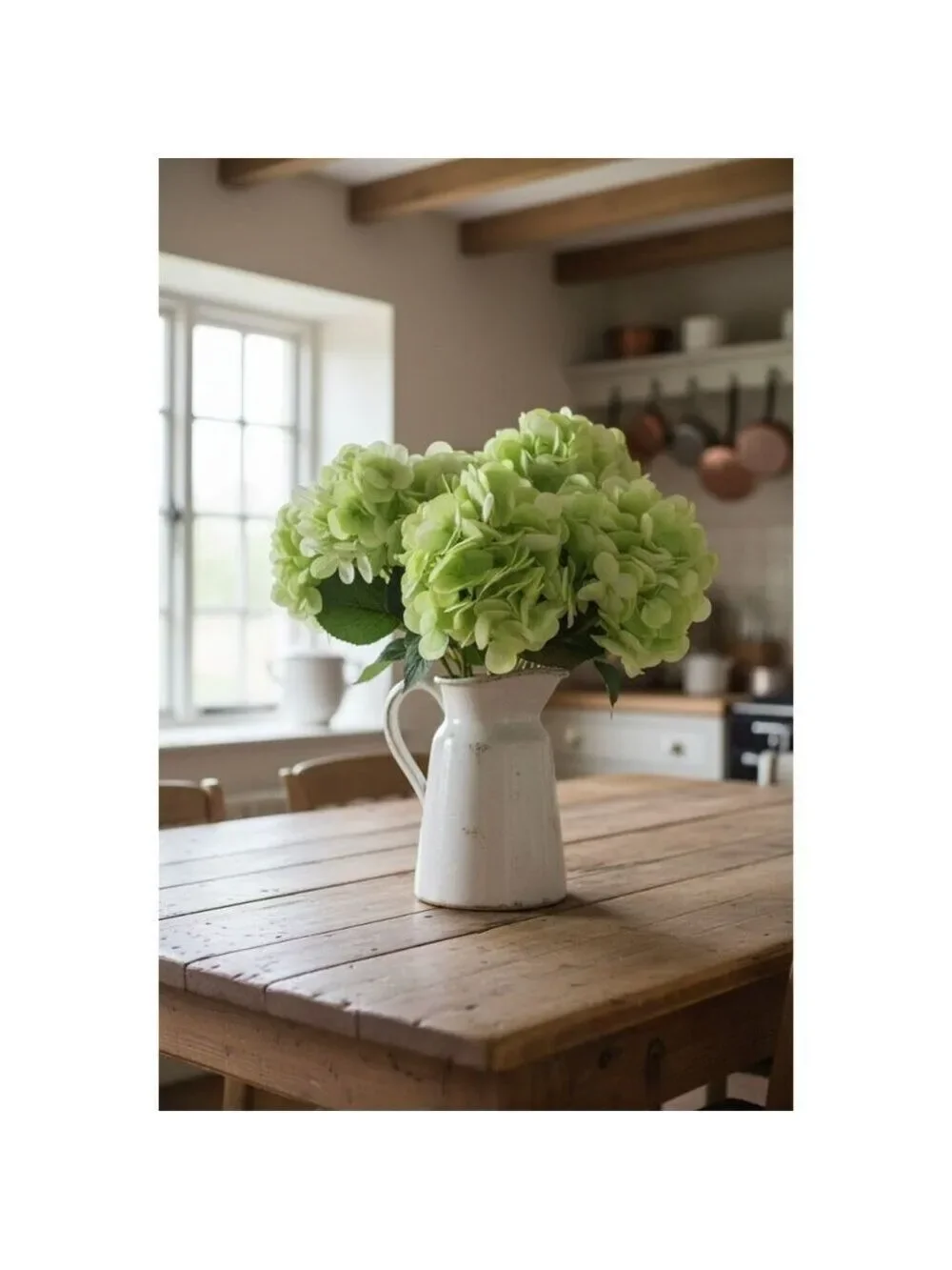 Light Green Hydrangea Stem Artificial Silk Flower Spring Wedding Decor